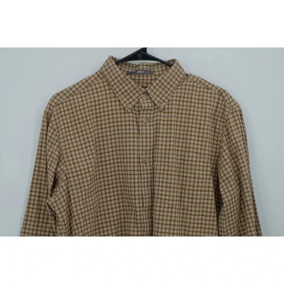 Eddie Bauer Men Button Up Shirt Medium M Plaid Blue Brown Long Sleeve Cotton - Picture 4 of 10